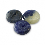Perline di pietra naturale Sodalite e Microclino a rondella 6mm blu