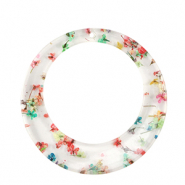 Pendenti in resina con fiorellini secchi 39mm oro-multicolore