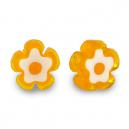 Perline Millefiori fiore arancione