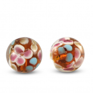 Perline di vetro 14mm trasparente-arancione ambra