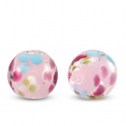 Perline di vetro 14mm trasparente-rosa
