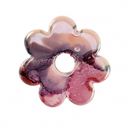 Perline di ceramica greca DQ fiore rosa-nero