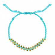 Braccialetti alla moda perline in acciaio inossidabile blu-oro