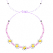 Braccialetti alla moda fiore rosa lilla-bianco effetto perlato