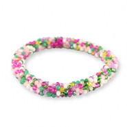 Bracciali con perline sfaccettate multicolore bianco-rosa