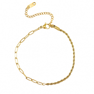 Bracciali in acciaio inossidabile contorto & dritto oro