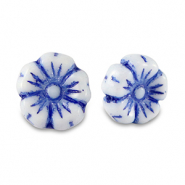 Perline Rep. Ceca fiore 9mm blu forte-bianco