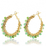 Orecchini in acciaio inossidabile sfacettate verde-oro