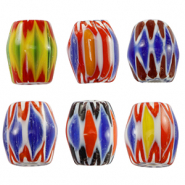 Perline Millefiori tubo multicolore giallo-blu