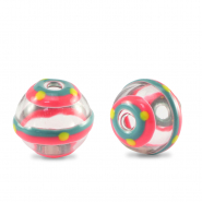 Perline di vetro dipinte a mano 14mm trasparente-verdoso grigio rosa