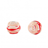 Perline di vetro dipinte a mano 8mm trasparente-rosso rosa