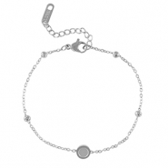 Bracciale Pietra di Nascita con castone in acciaio inossidabile per SS16 fondo piatto argento