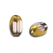 Perline di vetro ovale sfaccettate melanzana viola chiaro trasparente-oro