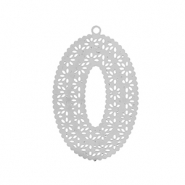 Ciondoli in acciaio inossidabile boh&eacute;mien ovale argento