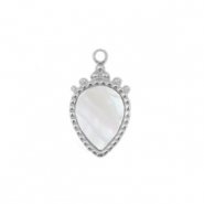 Ciondoli in acciaio inossidabile conchiglia goccia argento-bianco (colore naturale)