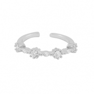 Metallo TQ in ottone anello zirconia argento-cristallo