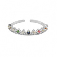 Metallo TQ in ottone anello zirconia argento-multicolore