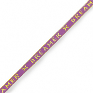 Nastro con testo "dreamer" viola paisley-oro