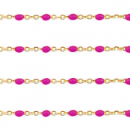 Componenti in acciaio inossidabile 1mm catena stile rosario rosa magenta-oro