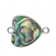 Perle di acqua dolce distanziatore cuore argento-verde oceano