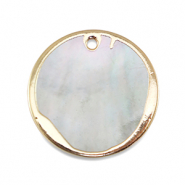 BQ Perle di acqua dolce ciondolo rotondo oro-bianco naturale