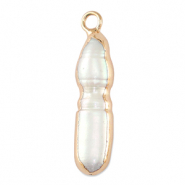 Perle di acqua dolce ciondolo tubo oro-bianco naturale