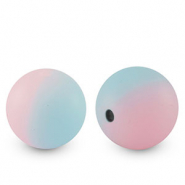 Perline di silicone 15mm blu-rosa