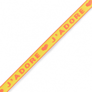 Nastro con testo "j'adore" neon giallo-arancio
