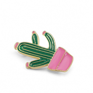 Broches cactus verde-rosa-oro
