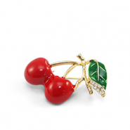 Broches ciliegie rosso-verde-oro