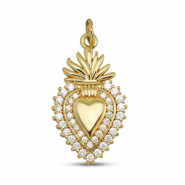 Metallo TQ in ottone ciondolo zirconia cuore oro