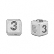 Perline alfabeto di metallo DQ 3 argento antico (privo di nichel)