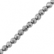 Perline di ematite sfaccettata tonda 3mm argento