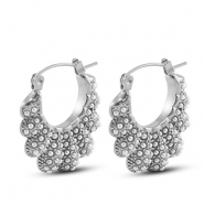 Orecchini in acciaio inossidabil ventaglio con imitazione di perle argento