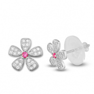 Metallo TQ in ottone orecchini zirconia fiore argento