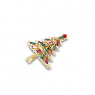 Broches albero di Natale oro-multicolore