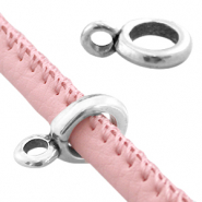 Pendenti di metallo DQ con 1 anellino (per pelle cucita 4mm) argento antico (privo di nichel)