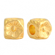 Perline di metallo DQ 5mm cubo fiore oro (privo di nichel)