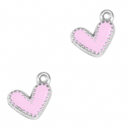 Ciondoli di metallo DQ fiore di loto argento antico-rosa lilla (privo di nichel)