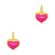 Ciondoli di metallo DQ cuore oro-rosa fucsia neon (privo di nichel)