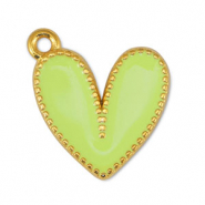 Ciondoli di metallo DQ cuore giallo lime-oro (privo di nichel)