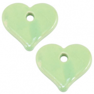 Perline di ceramica greca DQ cuore verde chiaro