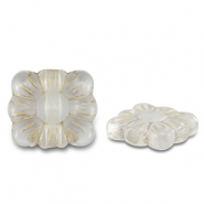 Perline in acrilico rettangolo con fiore trasparente-oro