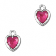 Pendenti di vetro Crystal Glass cuore rosa scuro-argento