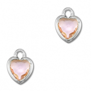 Pendenti di vetro Crystal Glass cuore pesca-argento