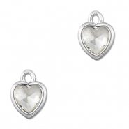 Pendenti di vetro Crystal Glass cuore trasparente-argento