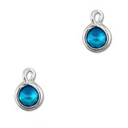 Pendenti di vetro Crystal Glass tonda blu-argento