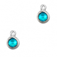 Pendenti di vetro Crystal Glass tonda blu acquamarina-argento