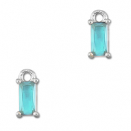 Pendenti di vetro Crystal Glass rettangolo blu acquamarina-argento