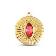 BY31® Ciondoli in acciaio inossidabile tonda oro-rosa opale delicata